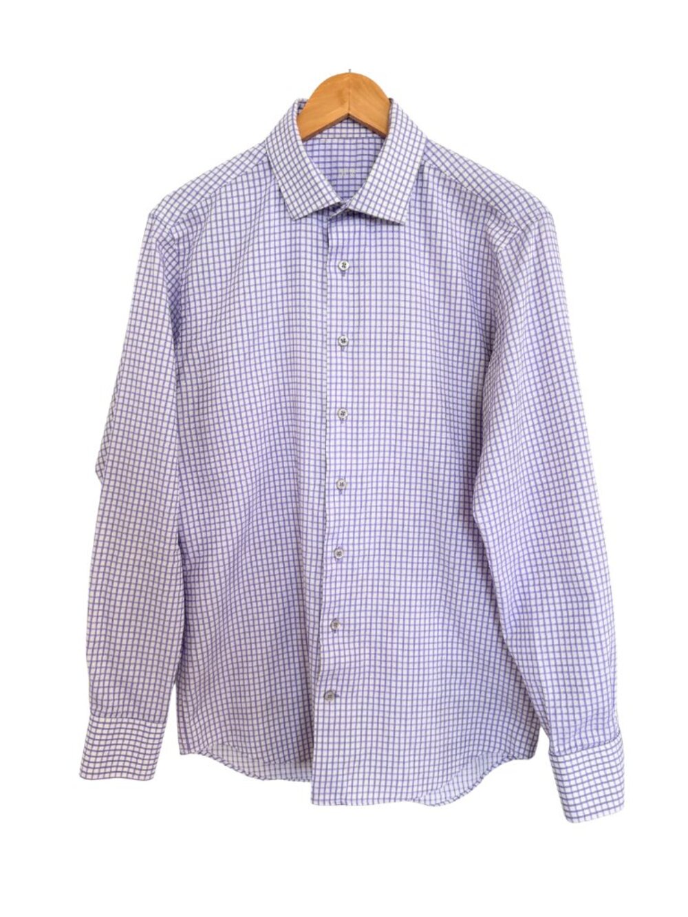 Nordstrom Trunk Club Custom Dress Shirt Men Medium Purple White Button Up Check